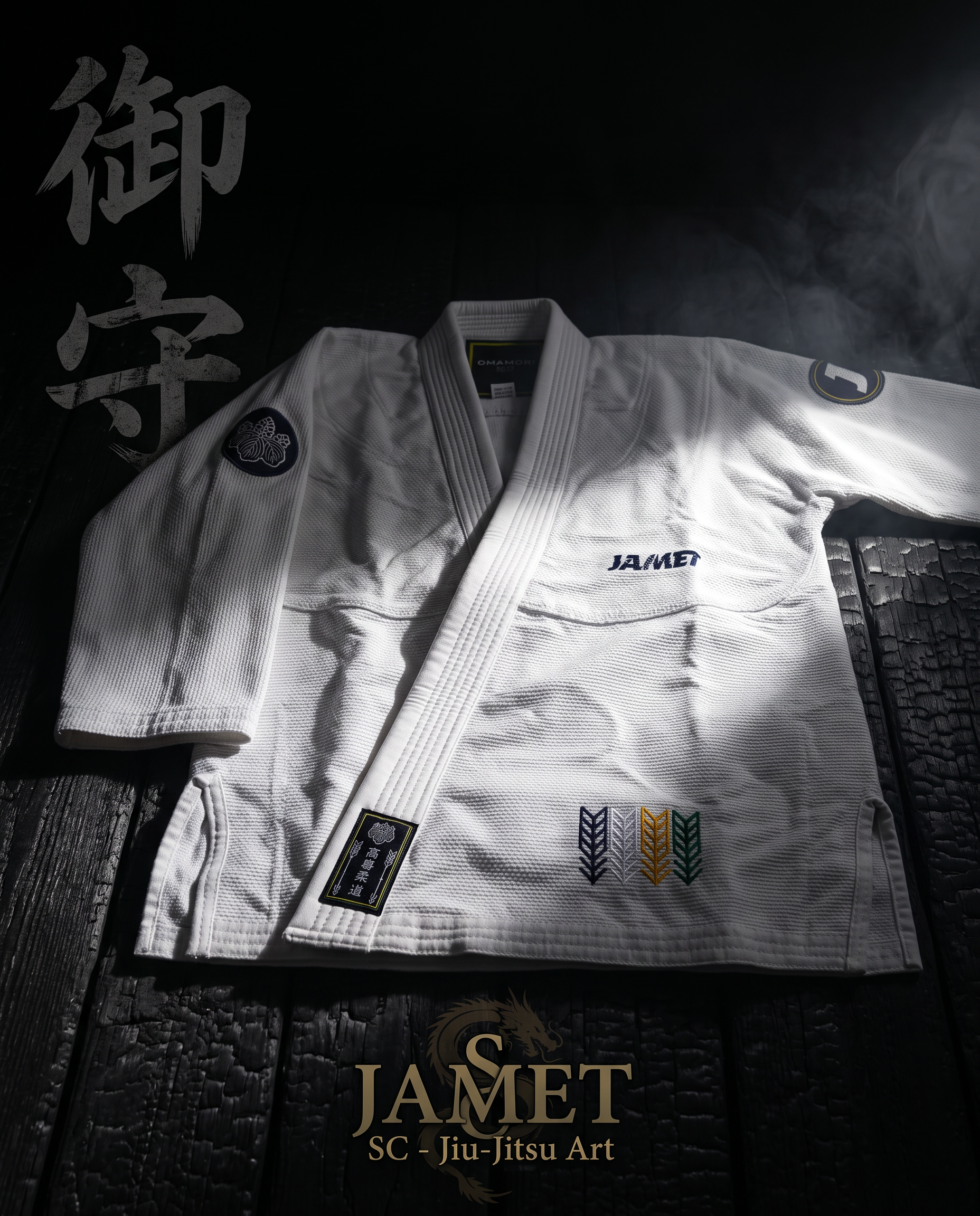 Kimono d'arts martiaux blanc collection signature OMAMORI du Jamet Sporting Club à Nantes