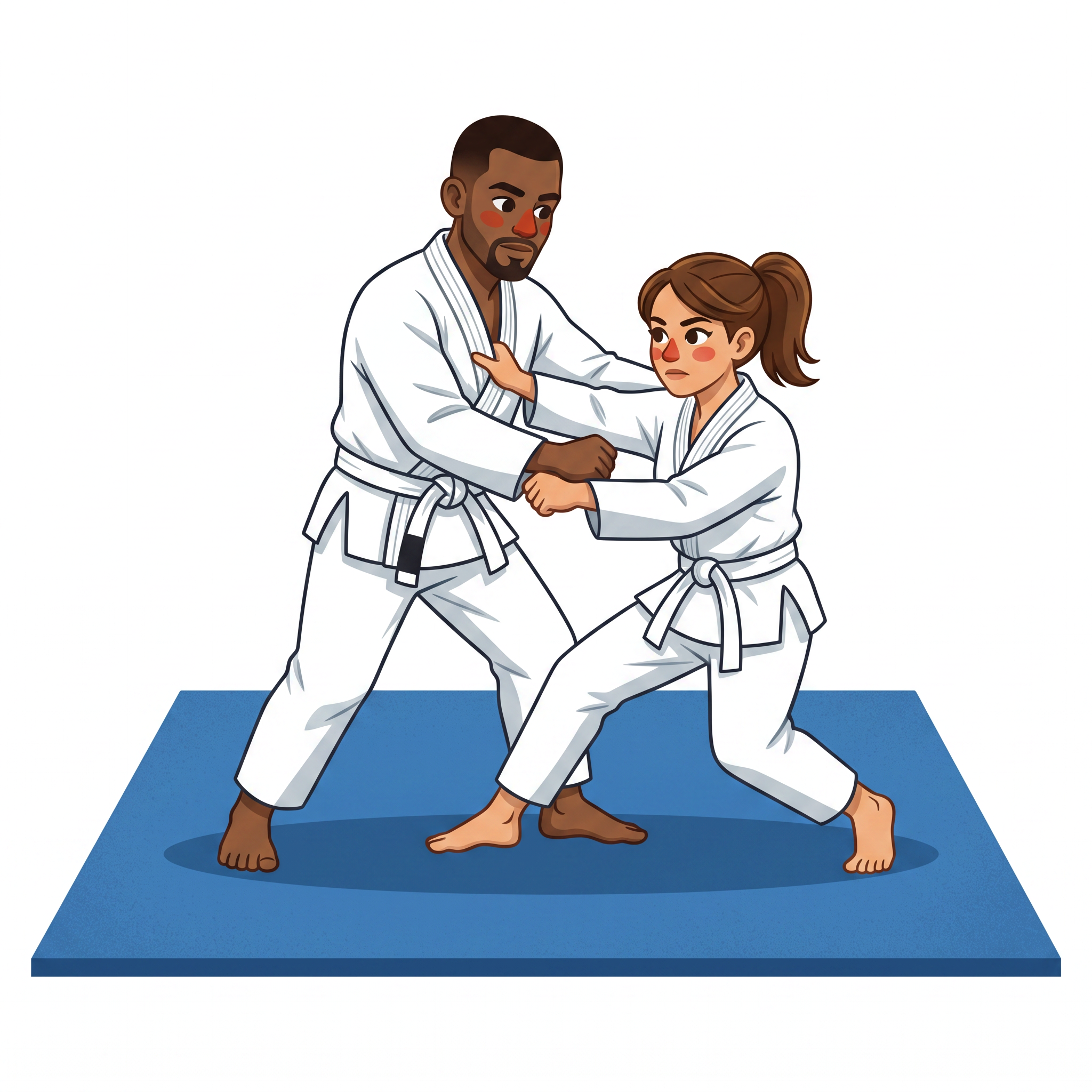 Pratiquants d'arts martiaux effectuant des saisies et du combat debout Tachi-Waza lors du Cycle Shugyo au Jamet Sporting Club à Nantes